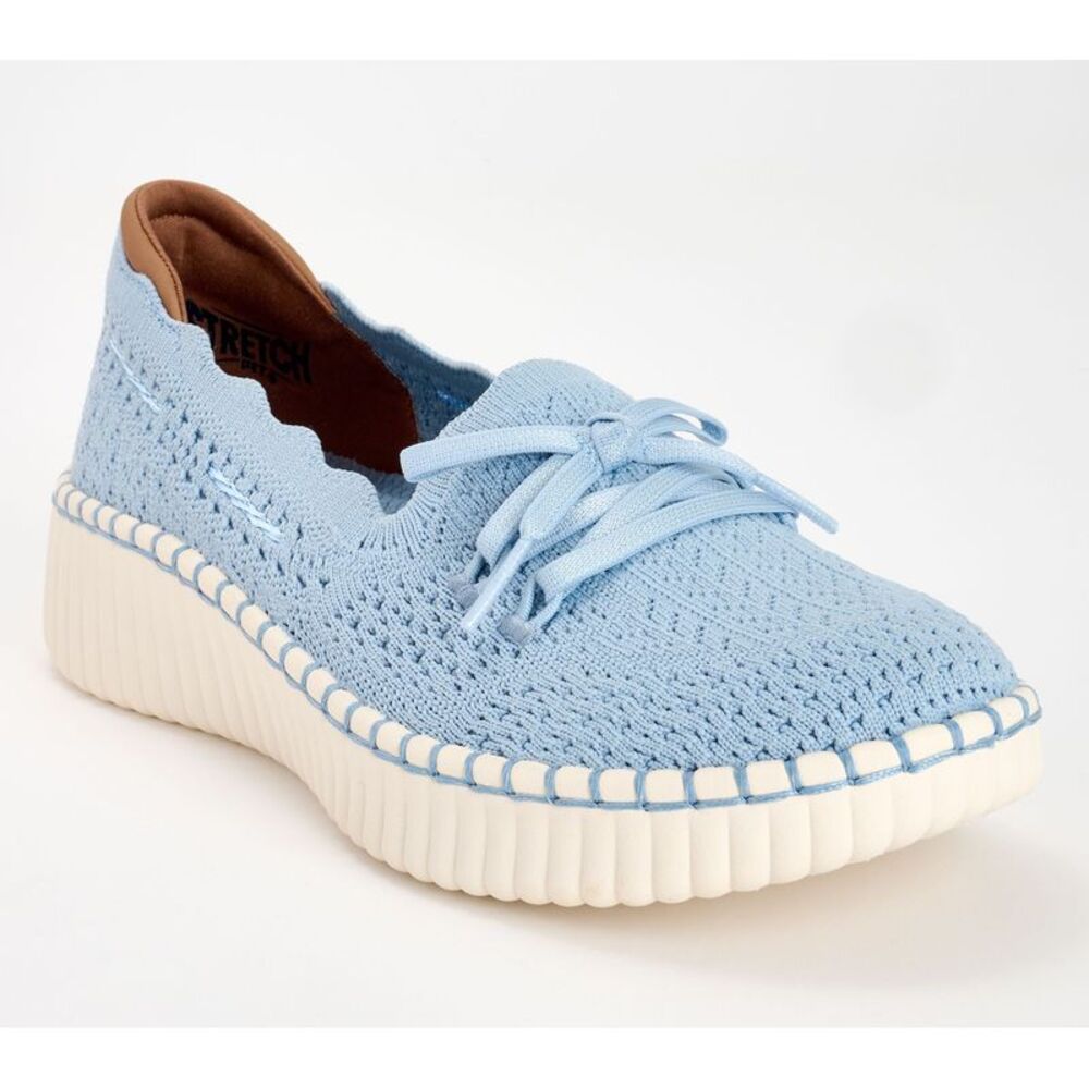 Skechers Women's Sz 8 Wilshire Blvd Scalloped Knit Loafers Blue